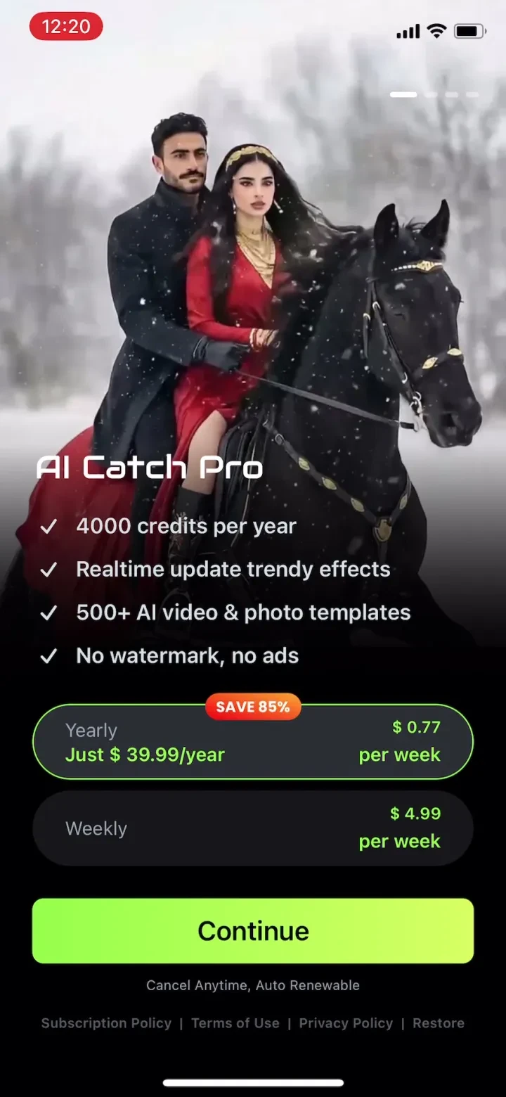 AI Catch: AI Video Generator paywall screenshot