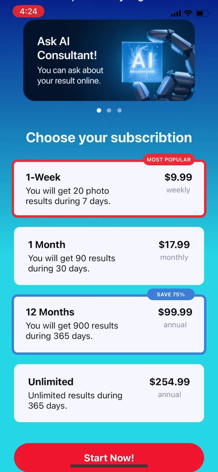 AI Dermatologist: Skin Scanner paywall screenshot