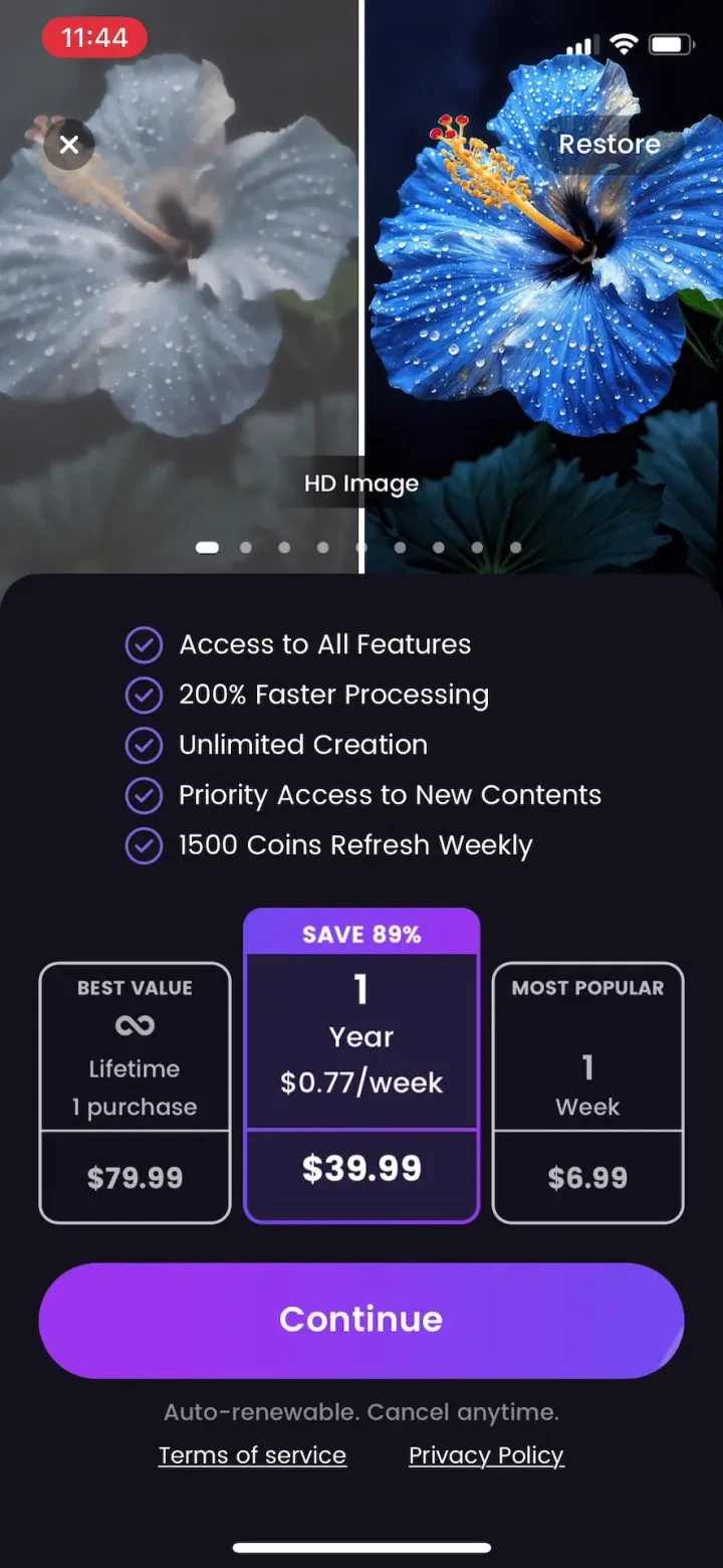 AI Photo Video Editor, Enhance paywall screenshot