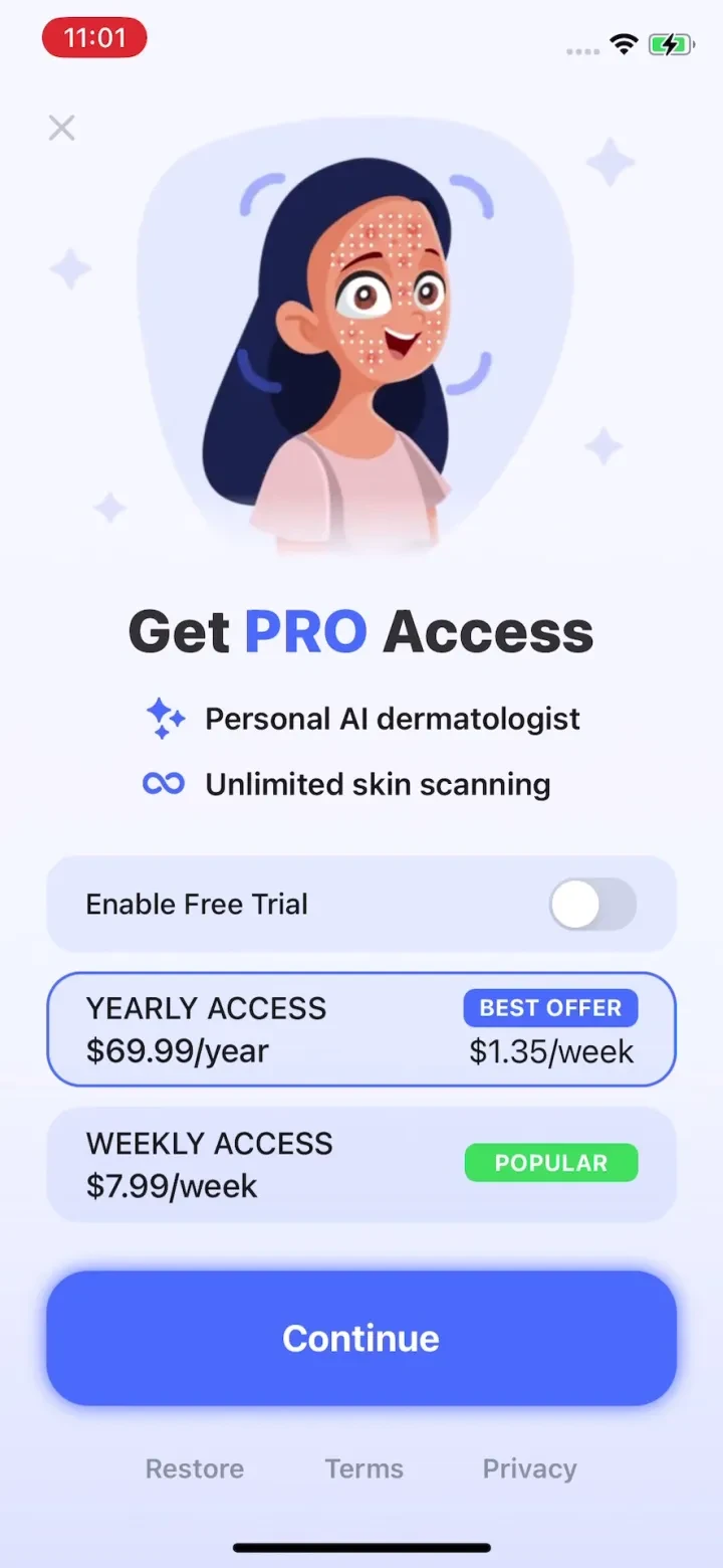 AI Skin Scanner - SkinGuru paywall screenshot