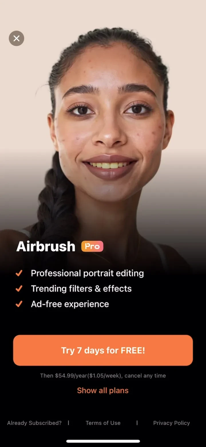 Airbrush: Face Photo Editor paywall screenshot