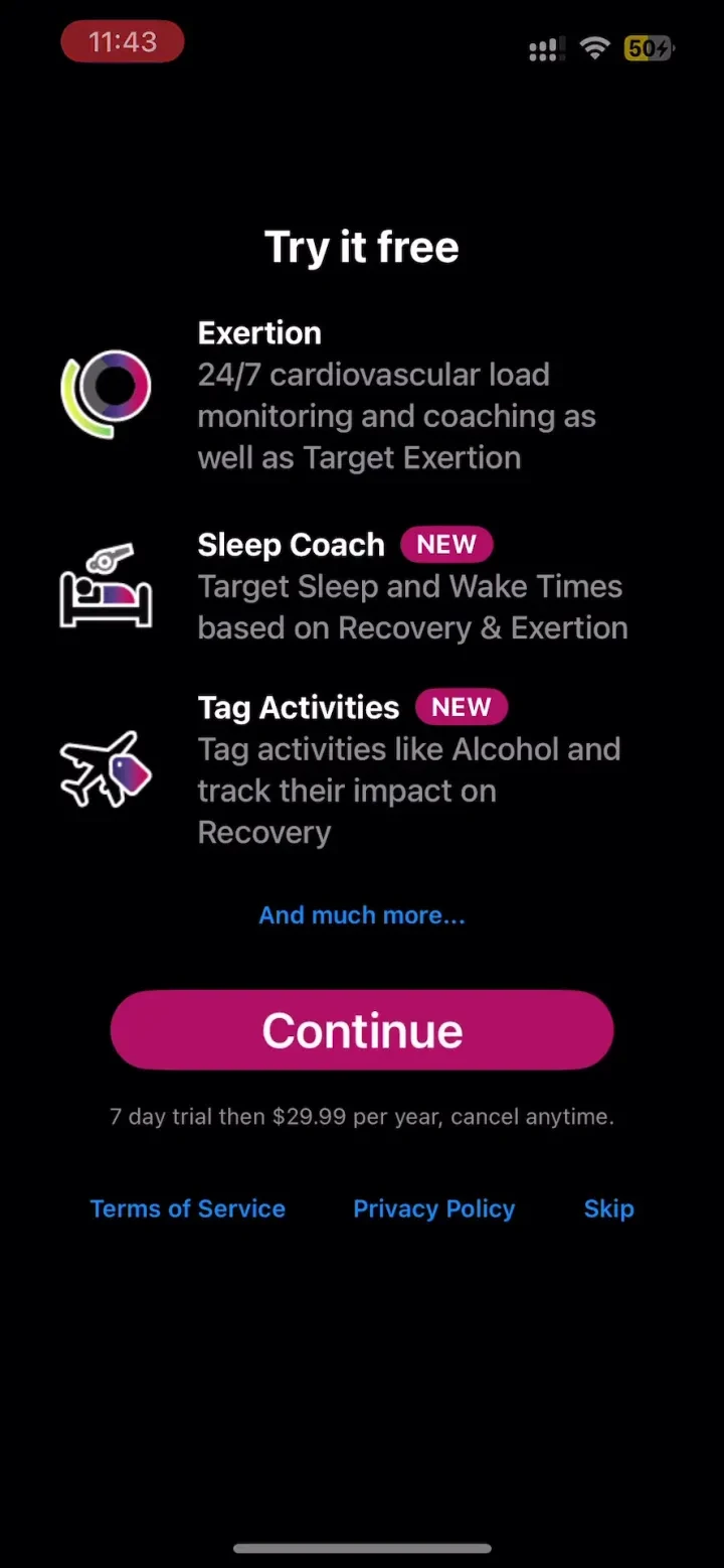 Athlytic: Fitness & Recovery paywall screenshot