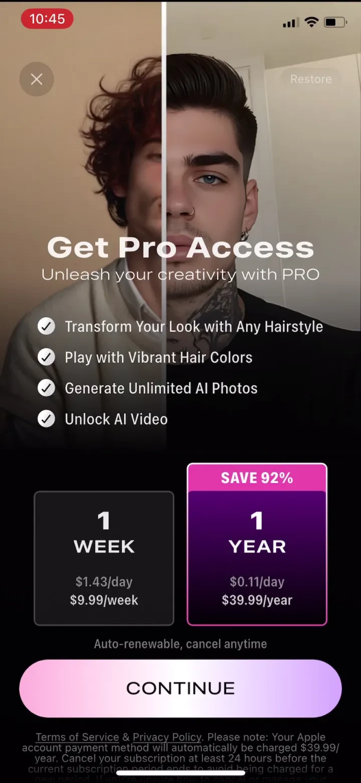 Beautify - Hairstyle Try On paywall screenshot