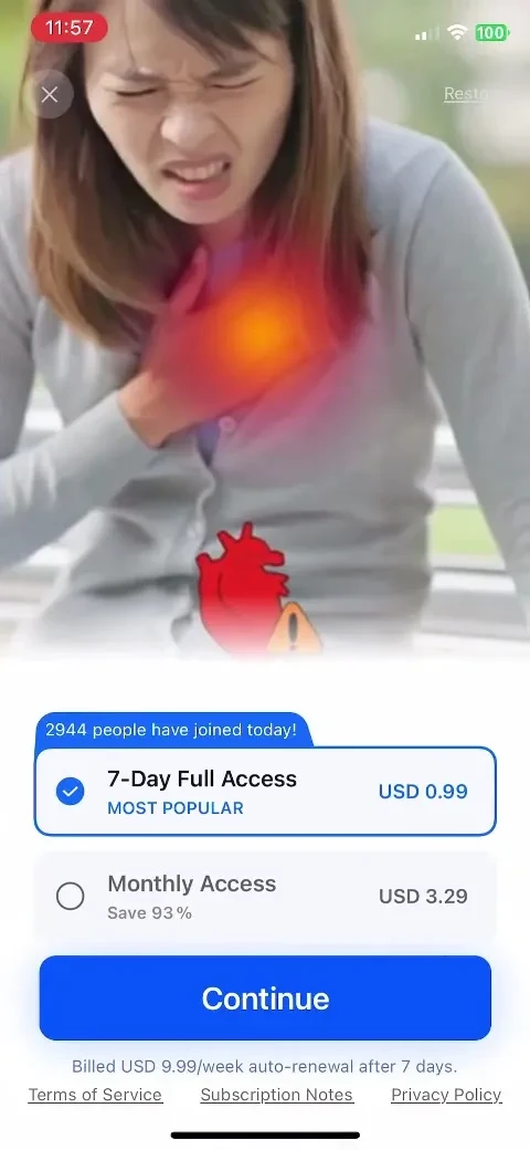 Blood pressure-i Heart tracker paywall screenshot
