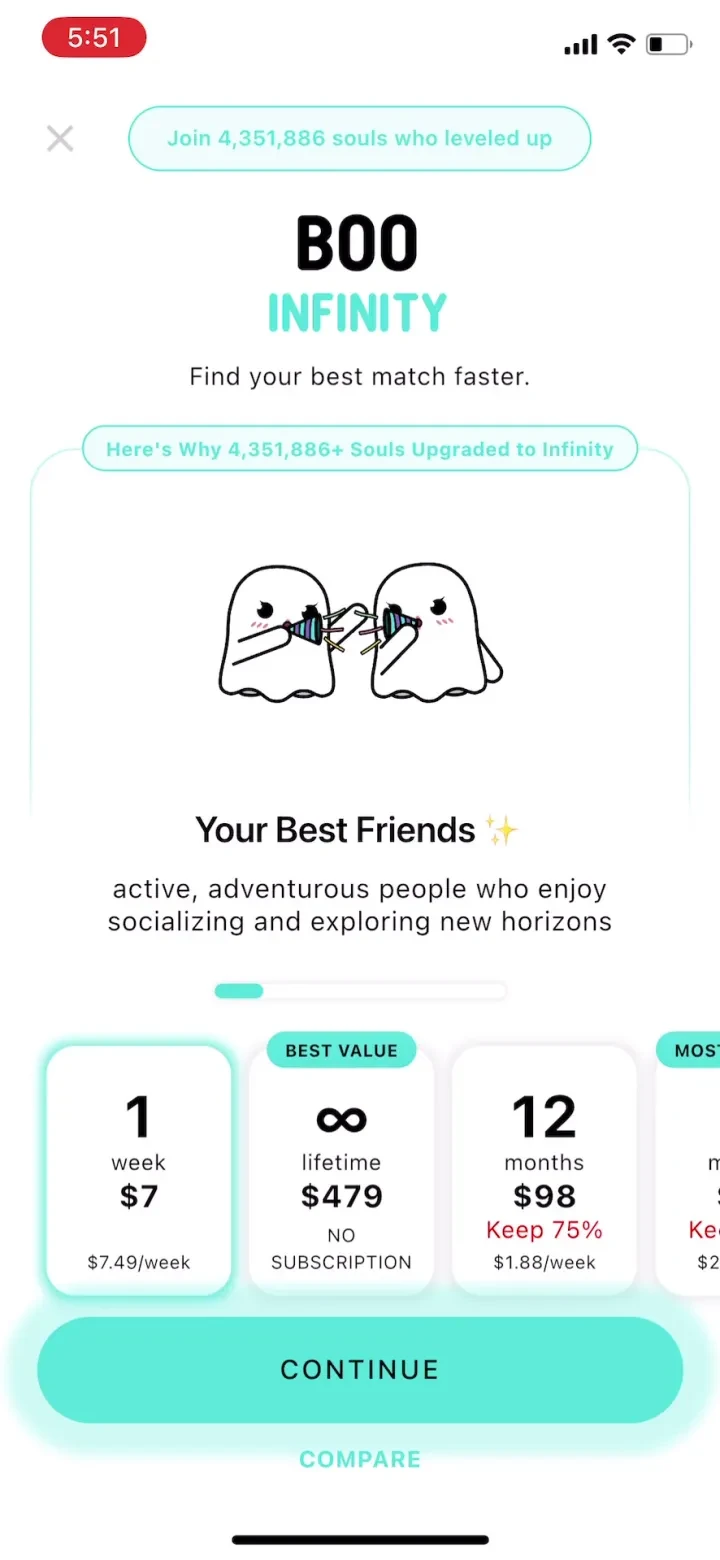 Boo — Dating. Friends. Chat. paywall screenshot