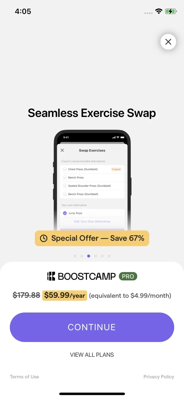 Boostcamp: Workout Programs paywall screenshot