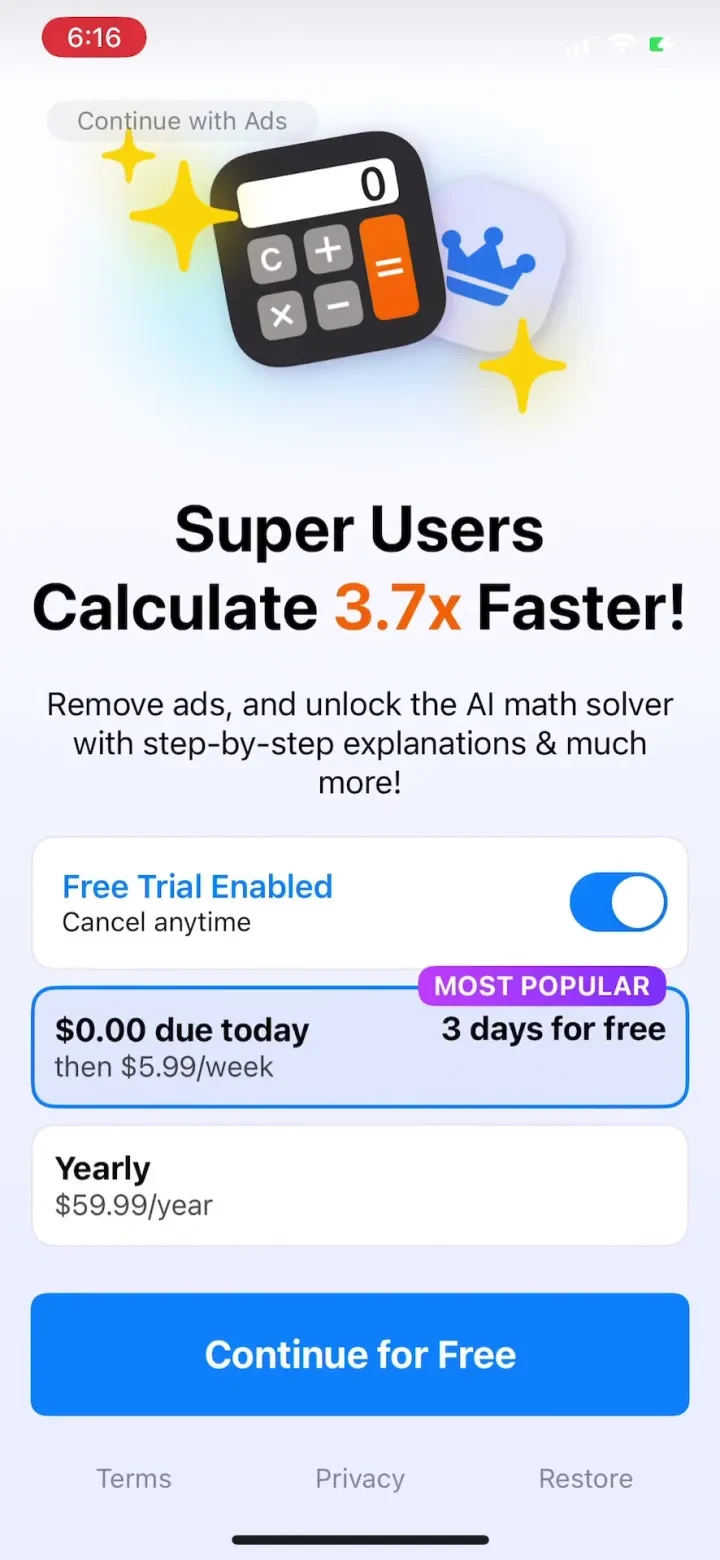 Calculator₊ paywall screenshot