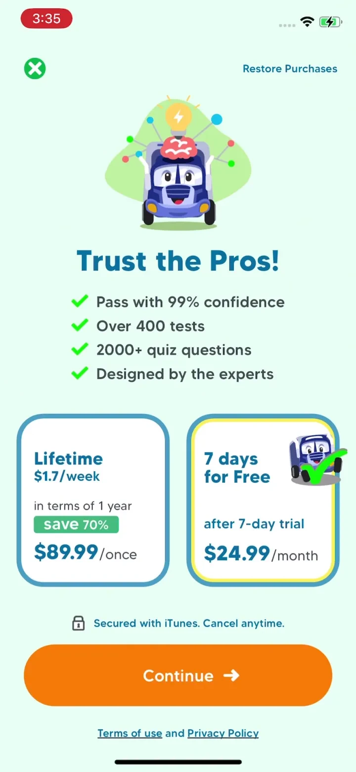 CDL Prep - Practice Test 2026 paywall screenshot