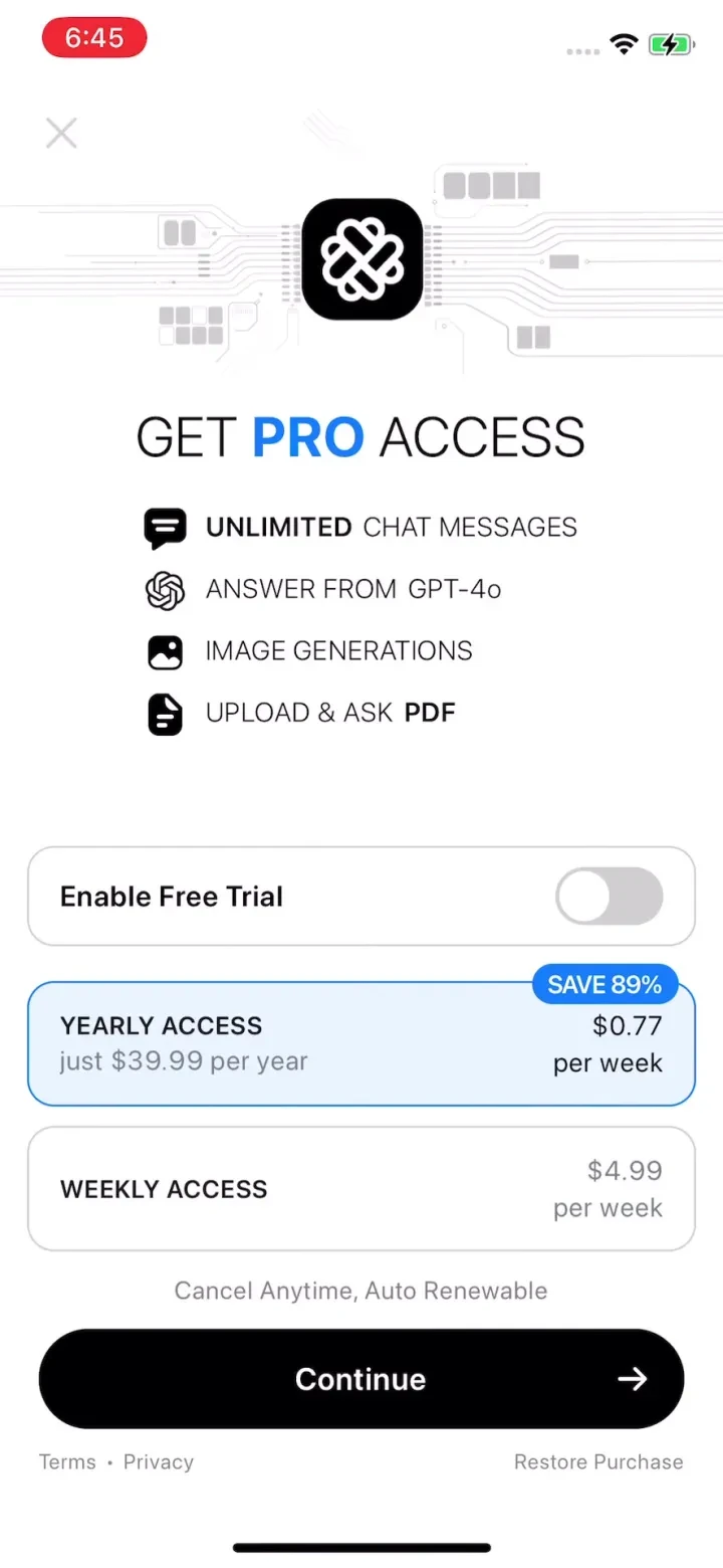 Chatbot App: AI Assistant paywall screenshot