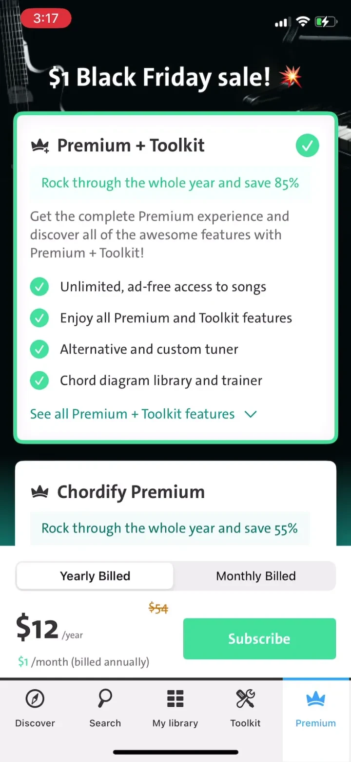 Chordify: Songs, Chords, Tuner paywall screenshot