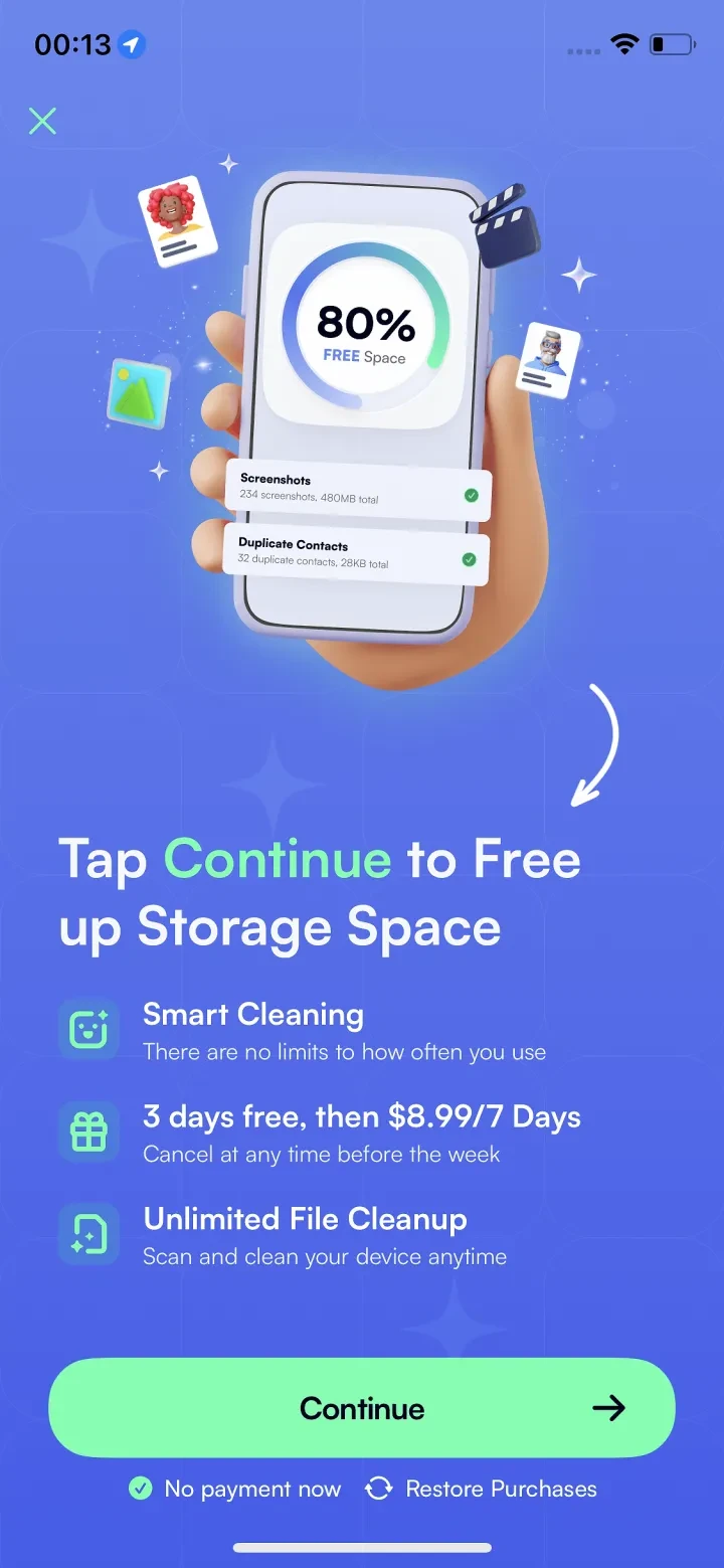 Clean Phone Storage Now paywall screenshot