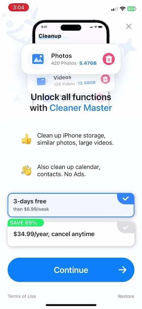 Cleaner Master:ai cleaner paywall screenshot