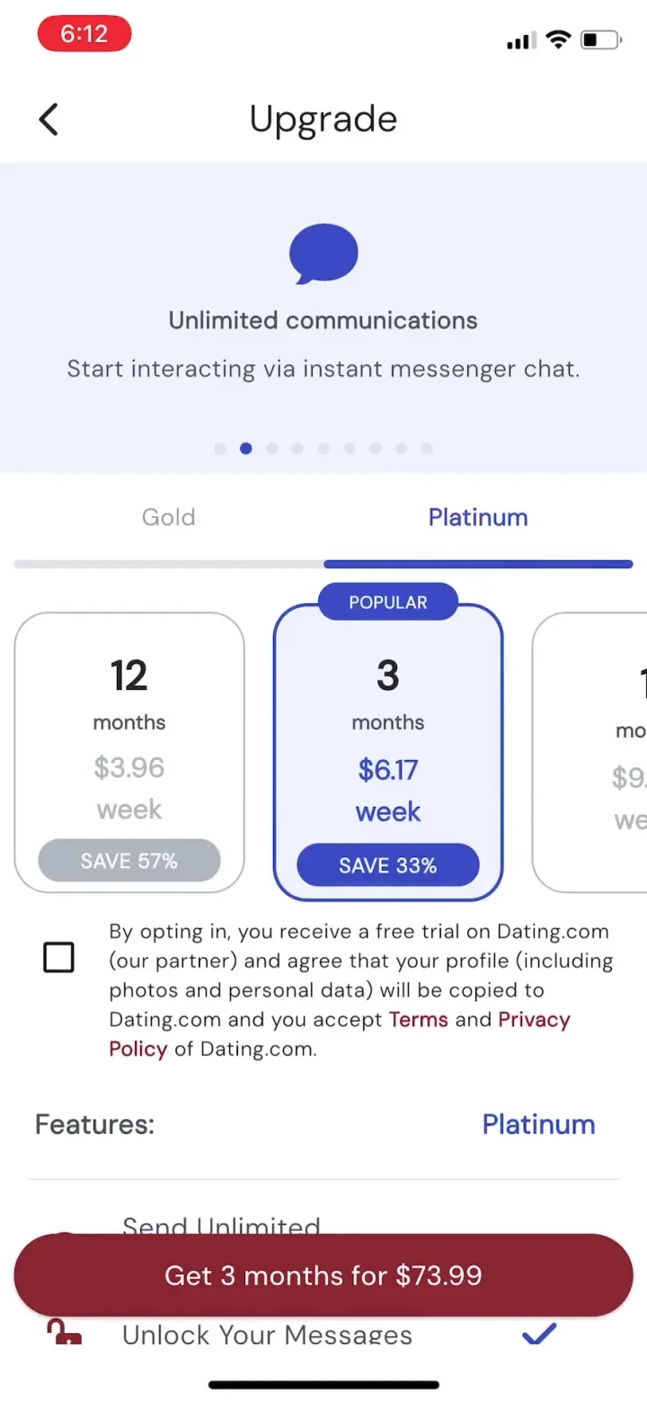 ColombianCupid: Latin Dating paywall screenshot