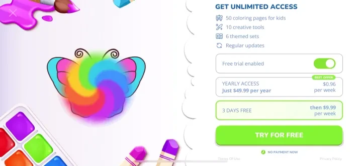 Coloring Book - Kids Games 2+ paywall screenshot