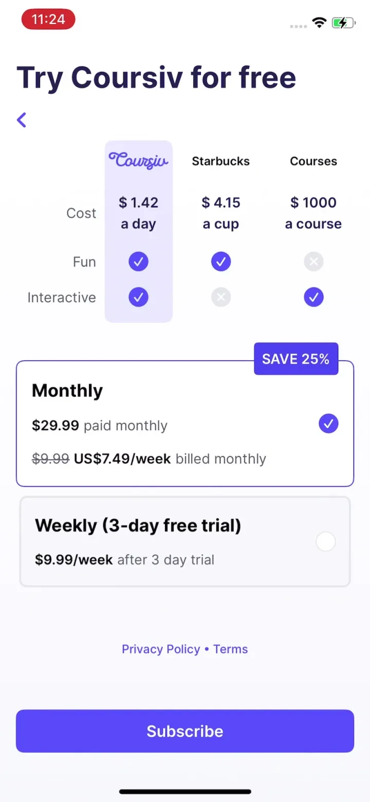 Coursiv – AI Tools Mastery paywall screenshot
