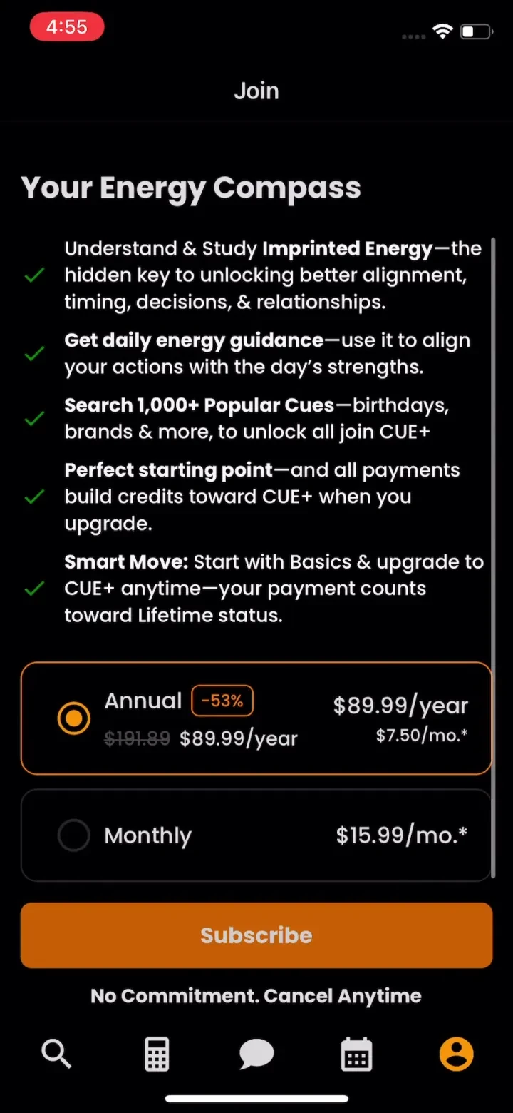 CUE Astrology paywall screenshot
