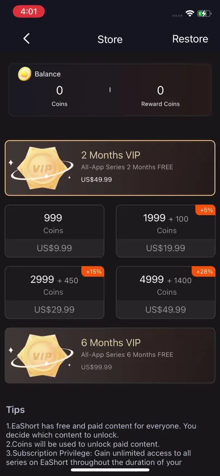 EaShort-Popular short dramas paywall screenshot