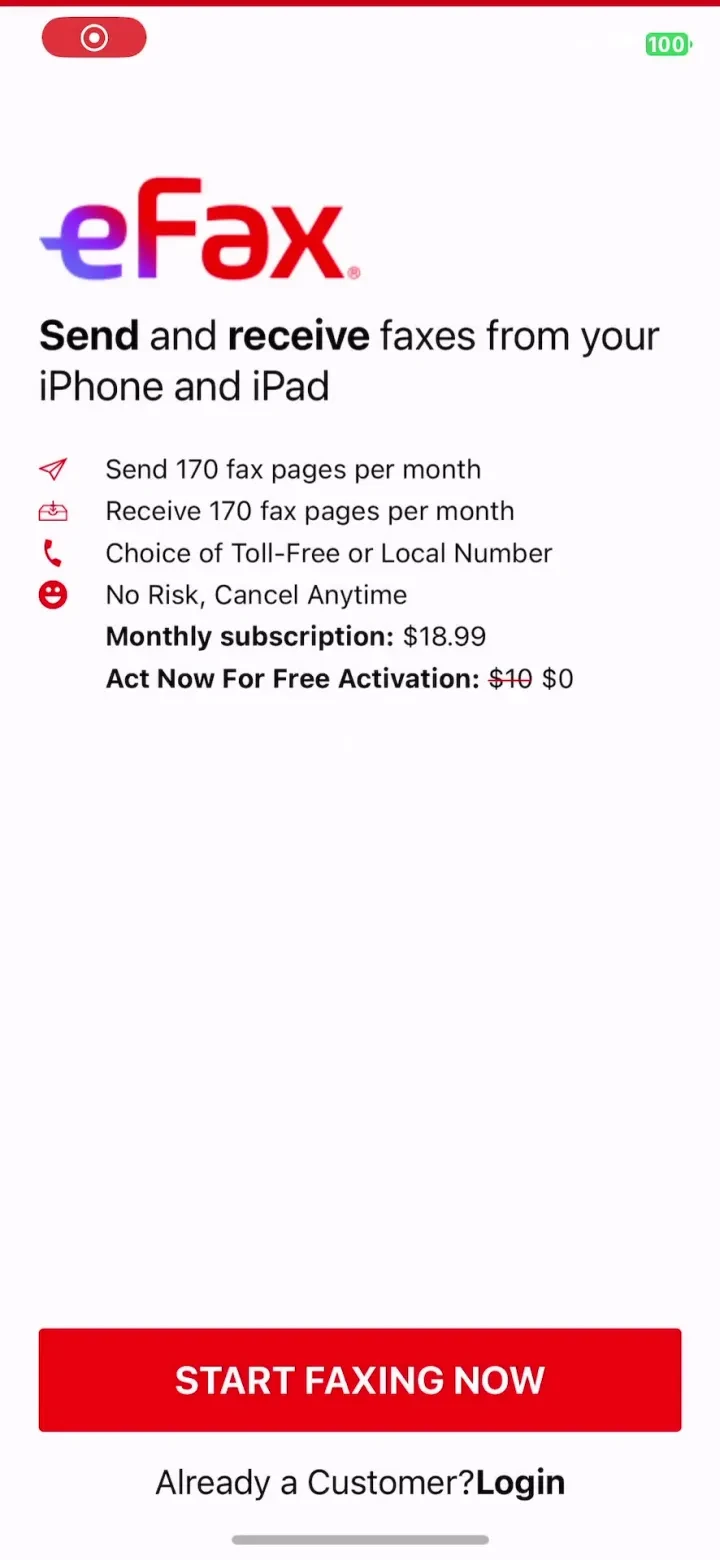 eFax® Plus-Pro-Protect paywall screenshot