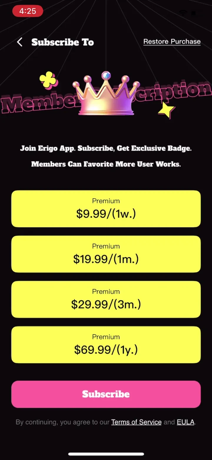 Erigo - Explore, Enjoy & Find paywall screenshot