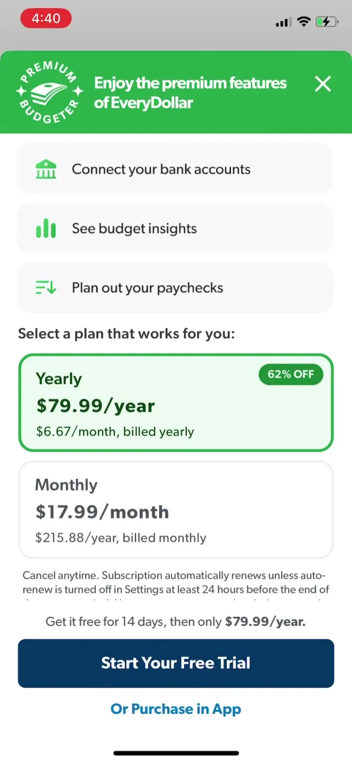 EveryDollar: Budget Management paywall screenshot