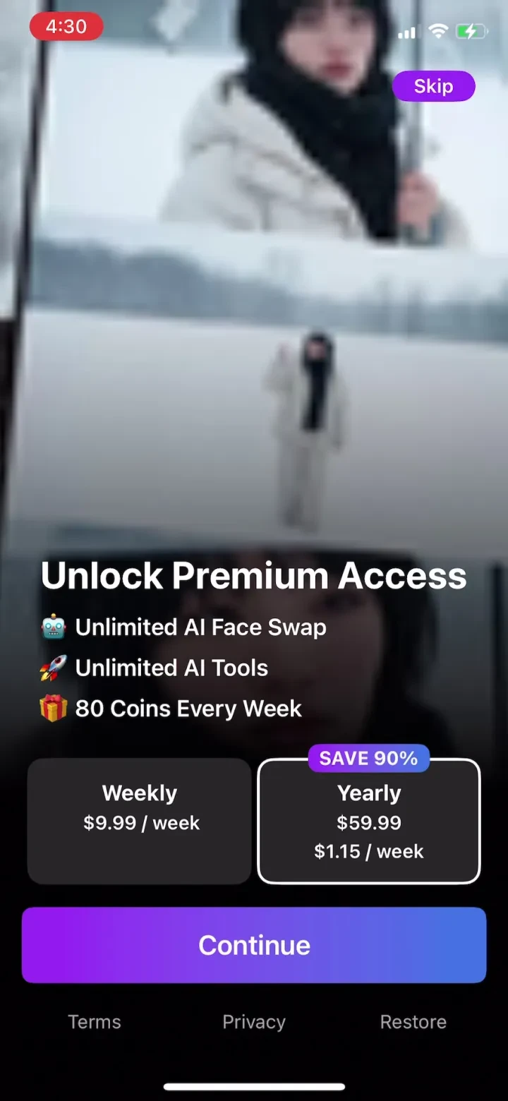 FaceAI: AI Photo Video Editor paywall screenshot