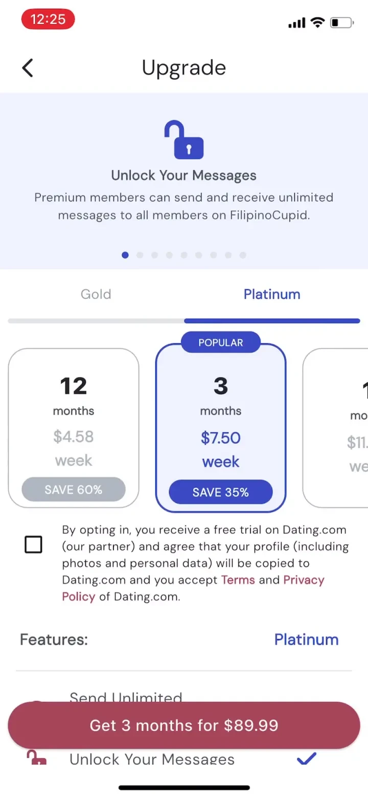 FilipinoCupid: Filipino Dating paywall screenshot