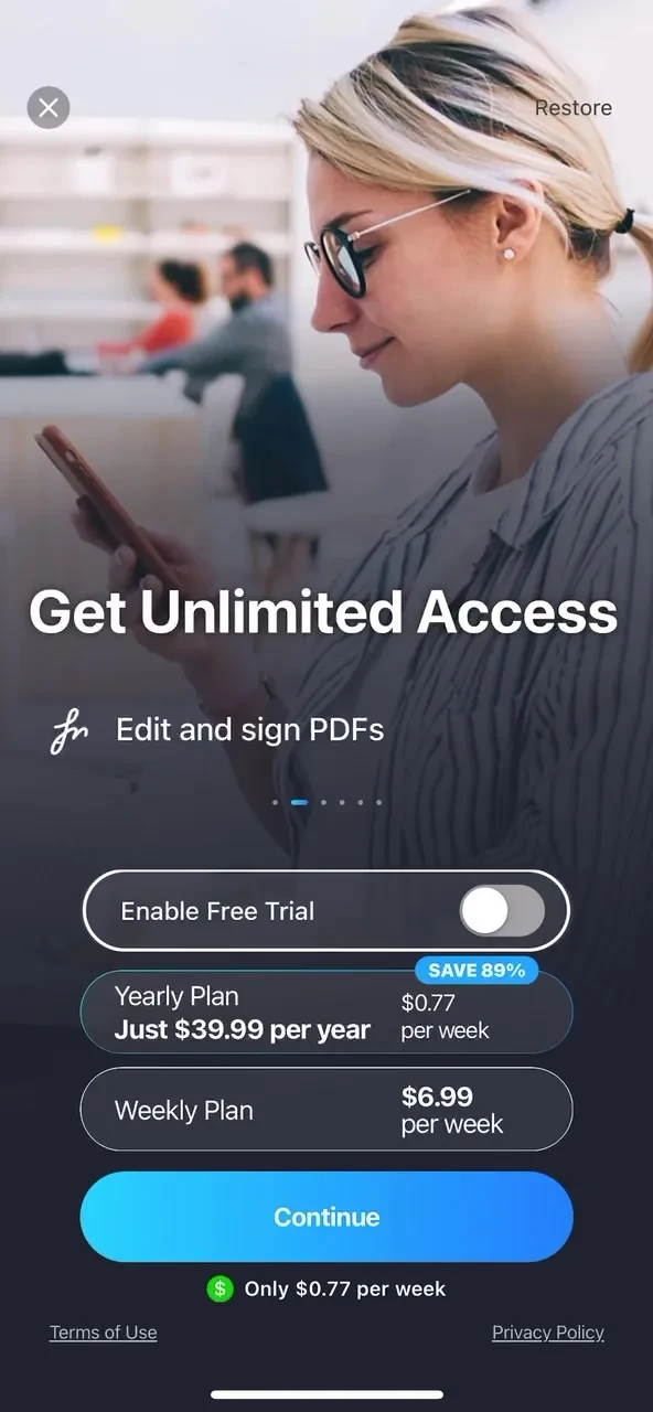 Forma: PDF Document Editor paywall screenshot