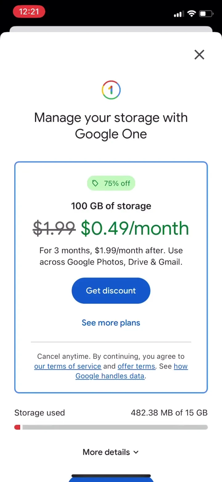 Google Drive paywall screenshot