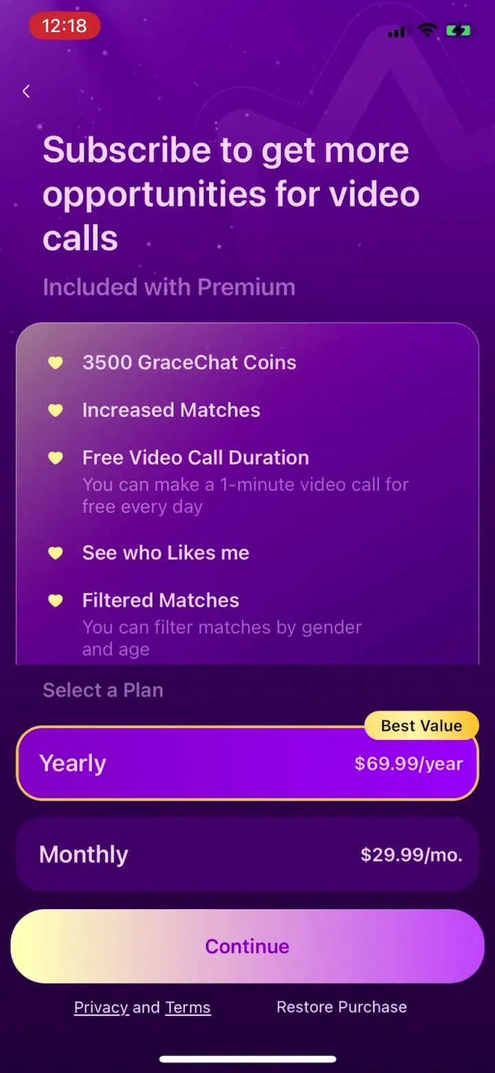 GraceChat paywall screenshot