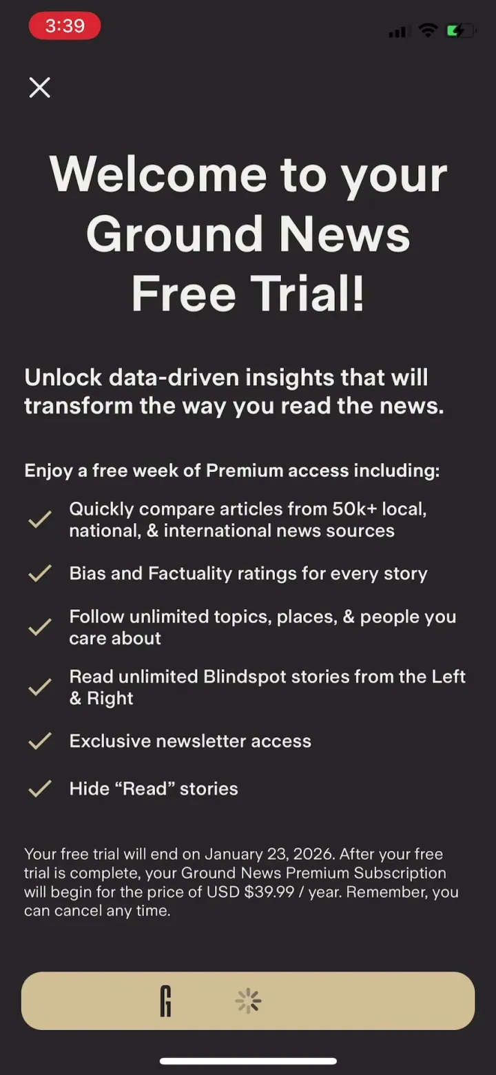 Ground News paywall screenshot