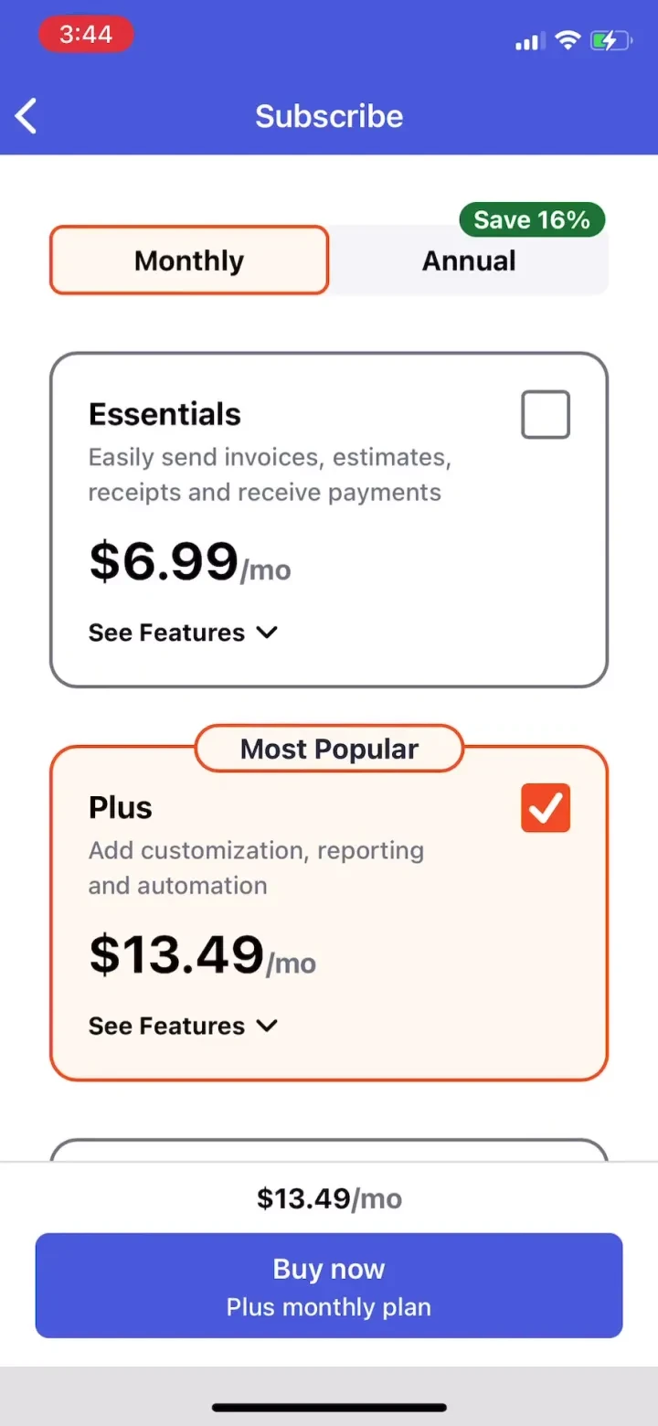 Invoice Simple: Invoice Maker paywall screenshot