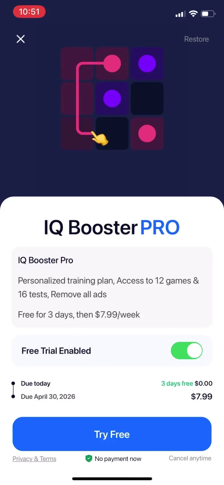 IQ Booster: Brain Games & Test paywall screenshot