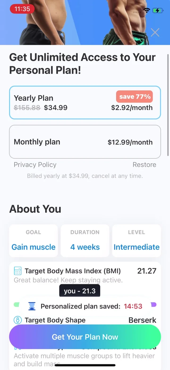 JEFIT Workout Plan Gym Tracker paywall screenshot