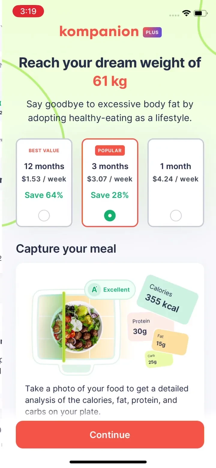 Kompanion: Weight Loss Plan paywall screenshot