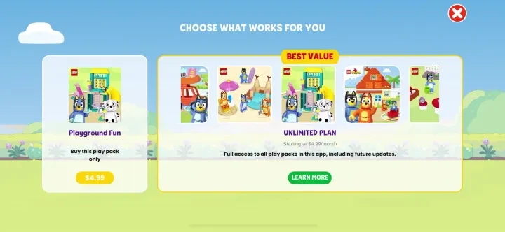 LEGO® Bluey paywall screenshot