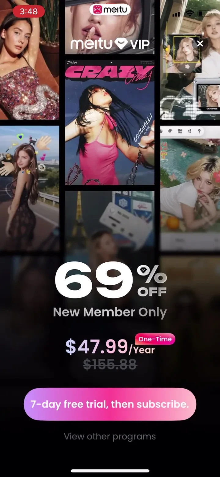 Meitu AI Photo & Video Editor paywall screenshot