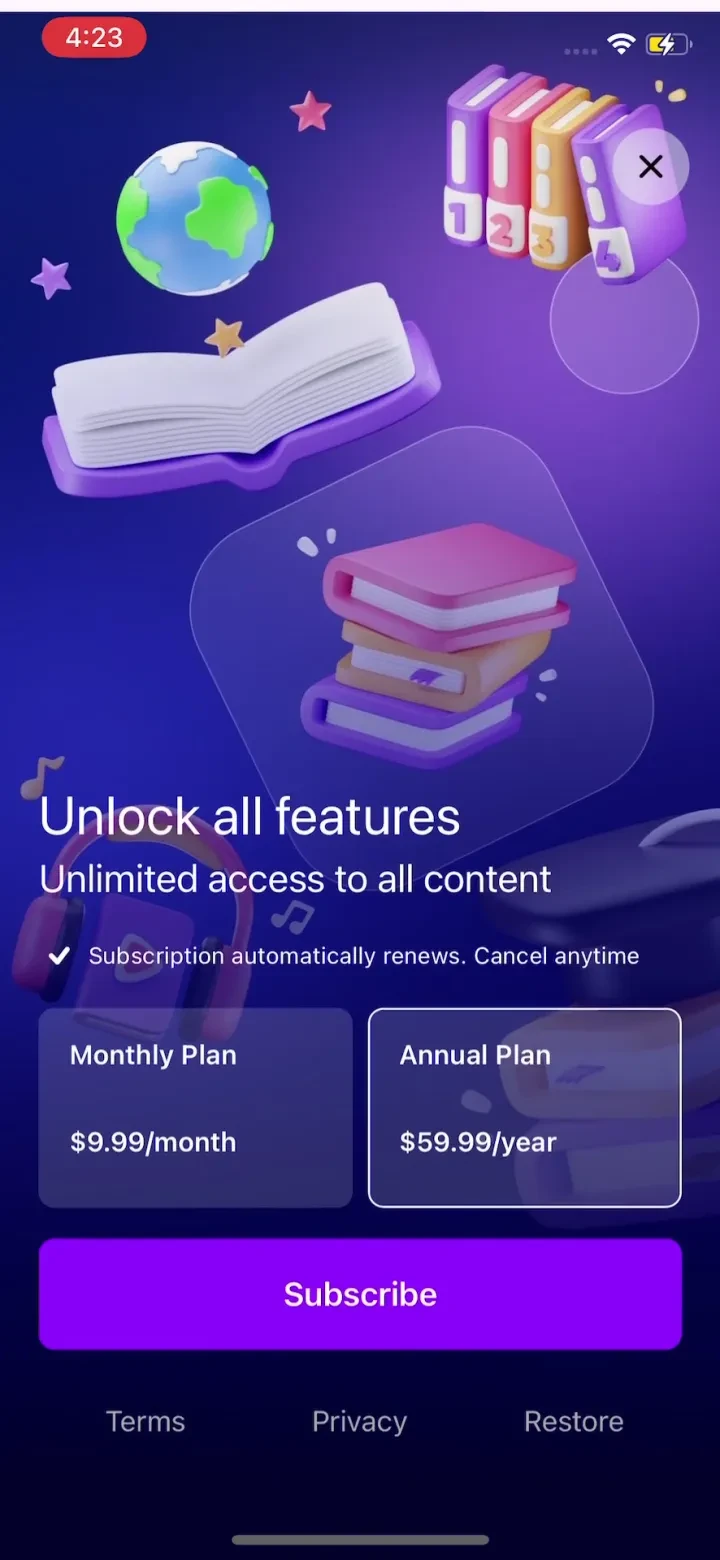 Micro Learning - SmartyMe paywall screenshot