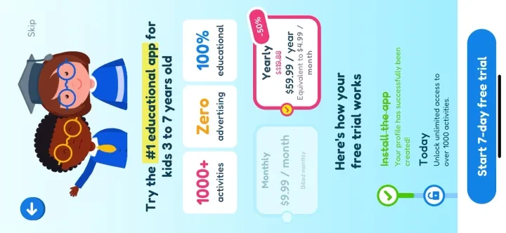 Montessori Preschool, Kids 3-7 paywall screenshot