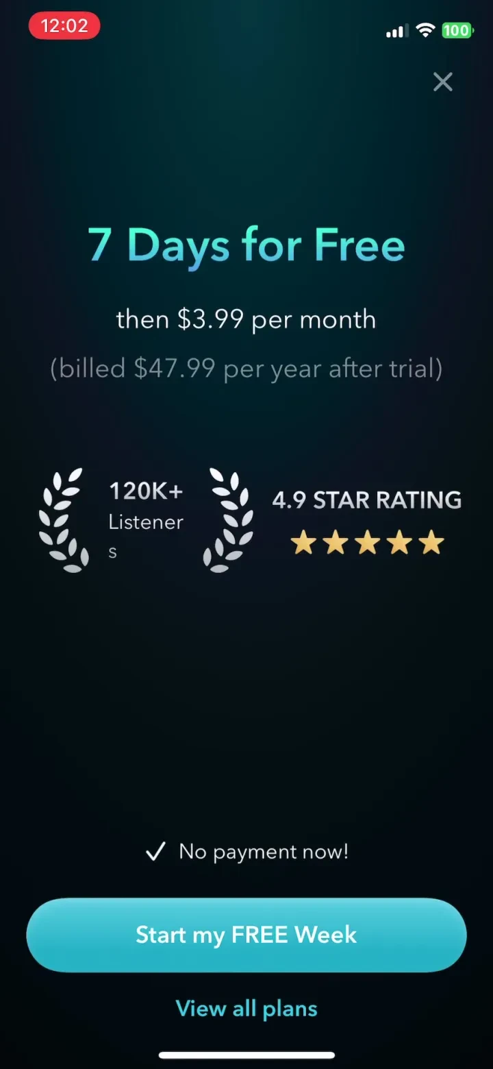 Moongate: Binaural Beats paywall screenshot