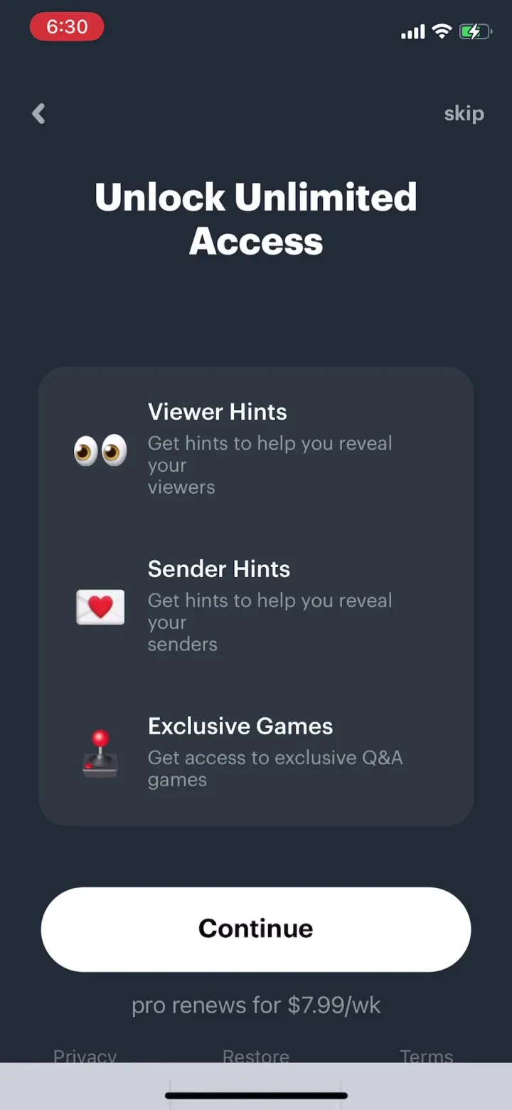 NGL: ask me anything paywall screenshot