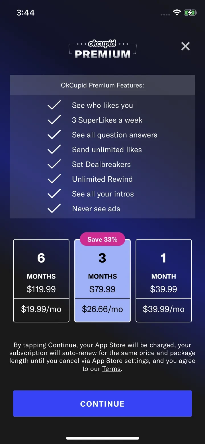 OkCupid Dating: Date Singles paywall screenshot