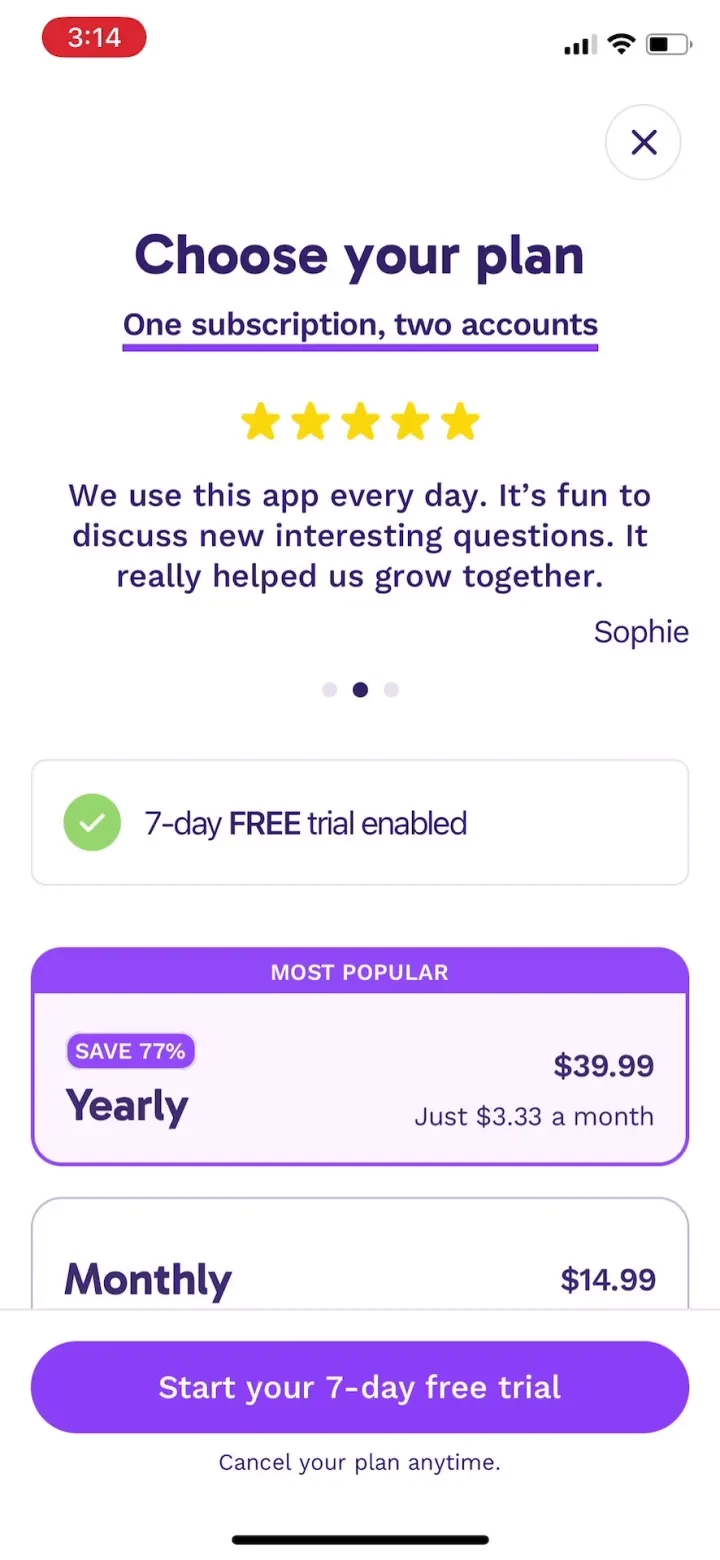 Paired: Couples & Relationship paywall screenshot