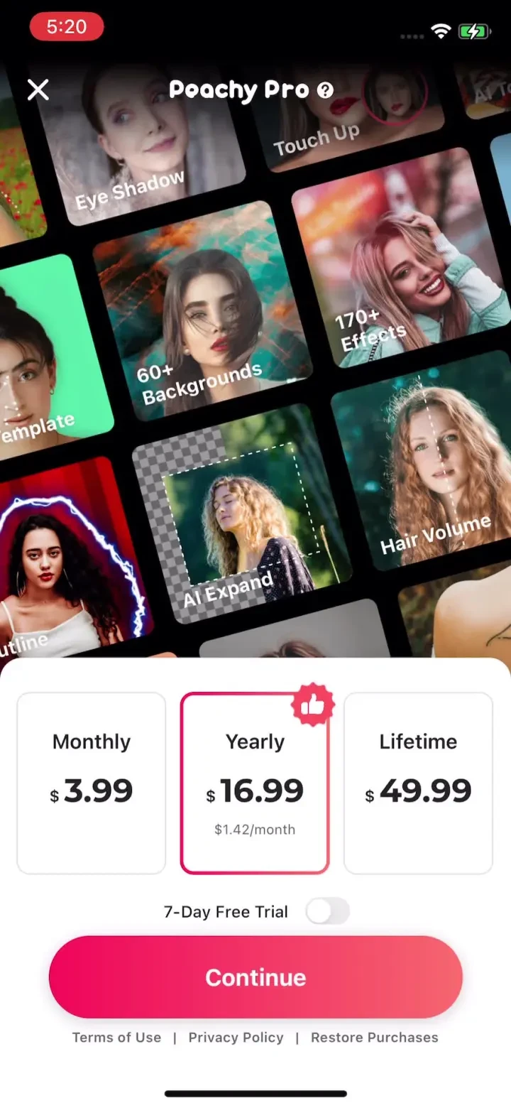 Peachy - AI Face & Body Editor paywall screenshot