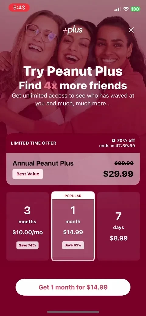 Peanut: Find Mom Friends paywall screenshot