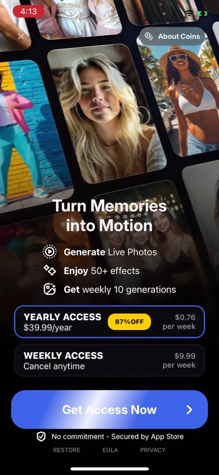 Photica・Live Photo AI Animator paywall screenshot
