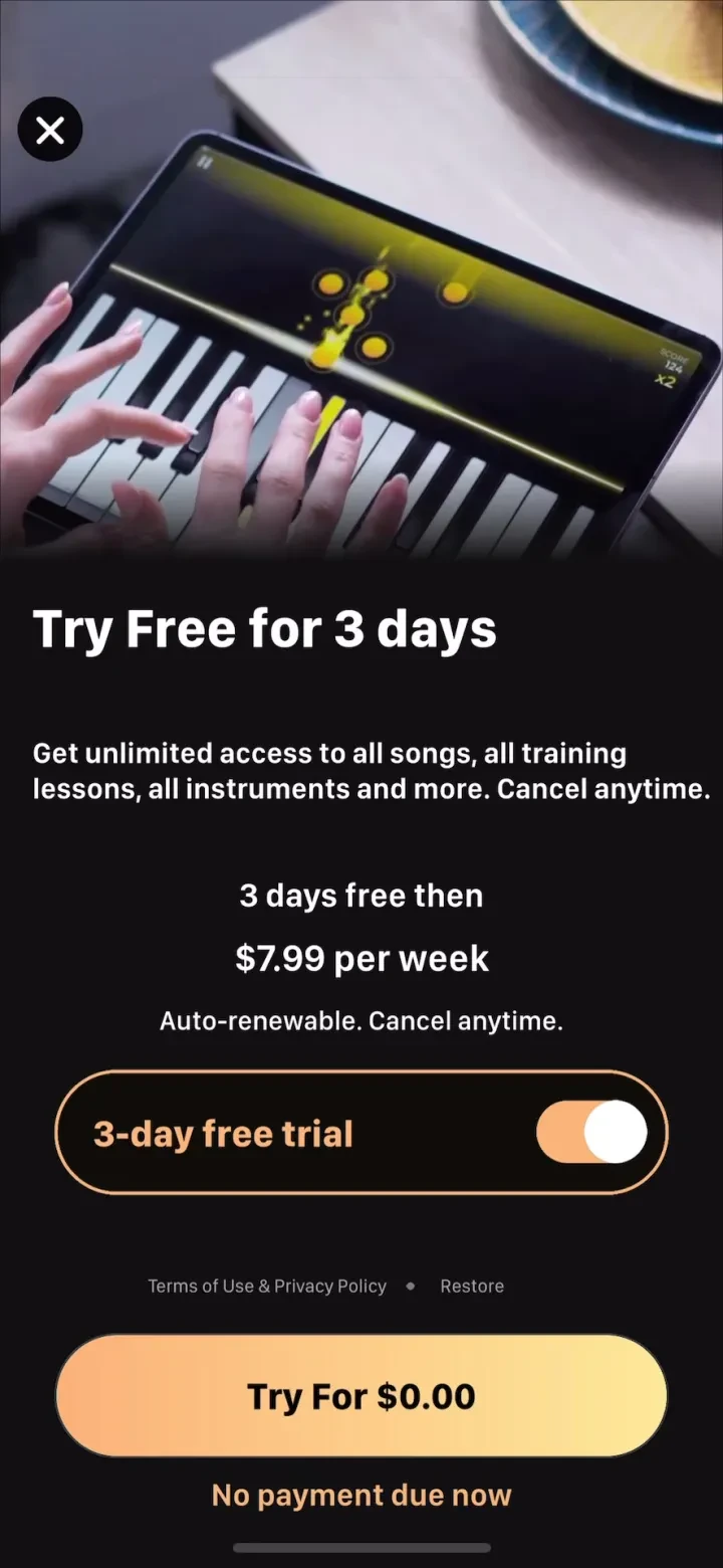Piano - Keyboard Lesson & Game paywall screenshot