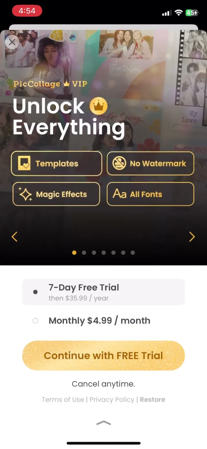 PicCollage: Magic Photo Editor paywall screenshot
