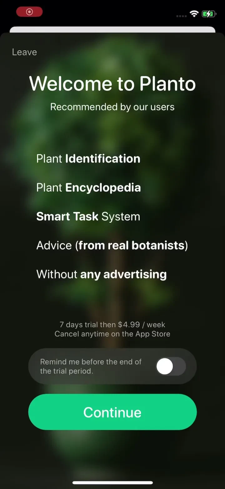 Planto: Plant Identifier paywall screenshot