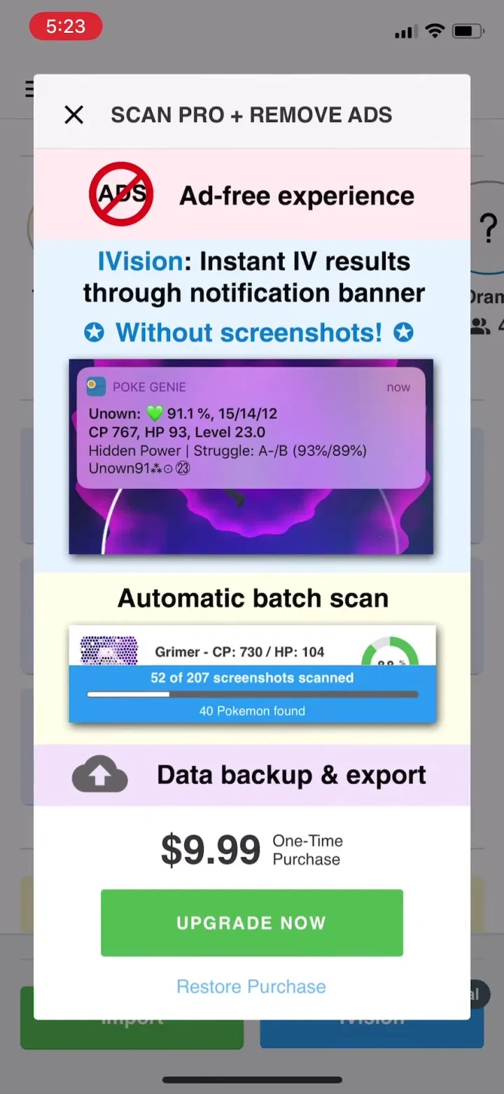 Poke Genie -Remote Raid IV PvP paywall screenshot