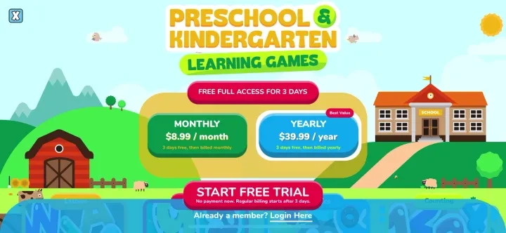 Preschool & Kindergarten Games paywall screenshot